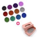 Torre de glitter holografico 12 cores + coletor