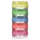Torre de glitter neon em pó que brilha na luz negra Colormake 5 potes Torre de glitter neon em pó que brilha na luz negra Colormake 5 potes