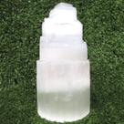 Torre de Selenita Natural 15cm - Cristal com Furo para Base de Luz (Luminária)