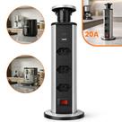 Torre de Tomada de Embutir Multiplug Retrátil 20A com USBC e USB 3 Tomadas Padrão Brasileiro 2x 20A 1x 10A Para Bancada e Mesa Suporta Airfryer