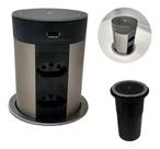 Torre de tomada hafelle -2 usb 4 tomadas carregamento por indução preta