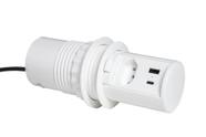 Torre de Tomada Mini Totem POP20 1 Tomada + 2 USB Tipo aA- Branco