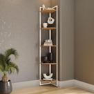 Torre Desk de Canto Multiuso 5 Prateleiras Canela/Branco Torre Desk de Canto Multiuso 5 Prateleiras Canela/Branco
