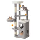 Torre para Gatos Feandrea com 2 Tocas e 3 Postes Cinza Pomba