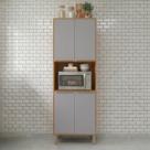 Torre Quente 4 Portas Nicho para Forno ou Microondas 70 cm Brilhante Celeste Bege/Cinamomo/Platina