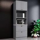 Torre Quente Americana 2 Portas 2 Gavetas 100% Mdf C351 Cinza - Henn Torre Quente Americana 2 Portas 2 Gavetas 100% Mdf C351 Cinza - Henn