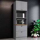 Torre Quente Americana 2 Portas 2 Gavetas 100% Mdf C351 Cinza/Nature - Henn