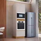 Torre Quente com Canto Arredondado para Forno até 82L de Embutir 2 Portas 1 Gaveta Ripada Fecho Click 2 Nichos 68cm com Rodapé 100% BP Organic Bege/Sa