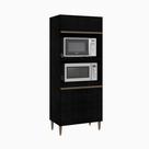 Torre Quente Forno e Microondas Para Cozinha Milão Menu Móveis Preto