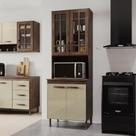 Torre Quente Modulada Com Vidro Para Forno Fidelitá Lisboa 70cm 4 Portas Noce/Off-White
