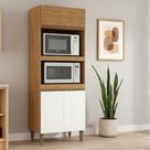 Torre Quente para Forno e Micro-ondas Paris 3 Portas MDP 80cm Freijó Branco Menu Móveis