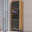 Torre Quente Syrah 2 Portas 2 Gavetas 100% Mdf Amêndoa/Chumbo - Rio Doce