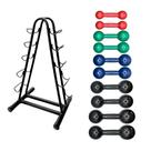 Torre Suporte + Halteres Emborrachados Pares de 1,3,5,7 e 9Kg