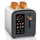 Tostadora SEEDEEM de 2 rebanadas con control táctil completo y pantalla LCD, 1350W, color chocolate oscuro