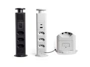 Totem Manual 2Tomadas+1USB-C+1USB 20A PRETO - QT MOVEIS