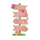 Totem Placa Display MDF Adesivado Pézinho Jardim Encantado Setas Placa 65cm