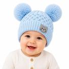 Touca de Inverno Infantil Tricô com Pompom Duplo Gorro Quentinho para Bebê Menino e Menina Macia e Confortável