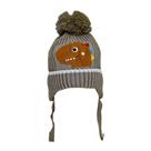 Touca De Lã Infantil forrada de Pelucia Dinossauro Inverno Tapa Orelha Com Pom Pom