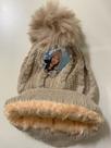 Touca De Lã Pompom Elástica Inverno Bege