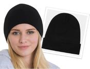 Touca De Lã Preto Gorro Curta Lisa Confortável Unissex