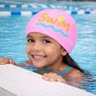 Touca de natação pu estampado piscina cor:swim rosa