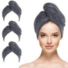 Touca de secagem de cabelo SINLAND Microfiber Towel Turban, pacote com 3 unidades, cinza