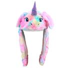 Touca Gorro de Pelúcia Unicórnio Mexe e Levanta Orelha Capuz Infantil de Frio Castela
