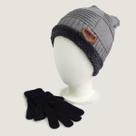 Touca Gorro Masculino Franelado Pelinho Para Inverno + Luva Preta Para Homem