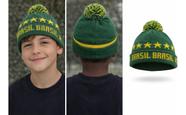 Touca Infantil Brasil Inverno Gorro Unissex Copa Do Mundo Verde