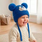 Touca Infantil Ursinho Com Pompom Peluciado Inverno 1976