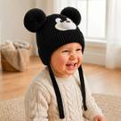 Touca Infantil Ursinho Com Pompom Peluciado Inverno 1976
