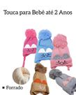 Touca para Bebê Forrado por Dentro com Pompom e Bordado de Gatinha.