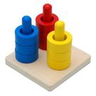 Toy Elite Montessori 3 discos coloridos de madeira com base de 6 meses ou mais
