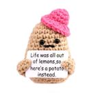 Toy Positive Potato Crochet de lã tricotada com cartão positivo