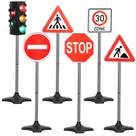 Toy Traffic Light Kiddie Play com 5 placas de rua para crianças