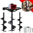 Trado Motorizado À Gasolina Anmax GD520B 52cc 2,2HP Perfurador de Solo Profissional + Brocas 80x20cm, 80x25cm e 80x30cm