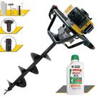 Trado Motorizado Lynus PSL-517 À Gasolina 2T 52cc 1,8HP de Potência 9.000rpm Perfurador de Solo Completo Com Broca 80x20cm Para Mourões, Reflorestamento e Construção Civil + ÓLEO STIHL 2T