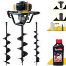 Trado Motorizado Lynus PSL517 À Gasolina 2T 52cc 1,8HP de Potência 9.000rpm Perfurador de Solo Para Levantamento de Cercas e Plantio de Mudas Com Brocas 80X10cm, 80X15cm e 80X20cm + ÓLEO TOYAMA 2T