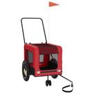 Trailer de bicicleta para animais de estimação vidaXL vermelho/preto em ferro/Oxford com capa de PVC