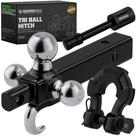 Trailer Hitch Tri-Ball Mount Rhino USA com gancho, manilha e fechadura