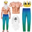 Traje Cutecrop Halloween Poseidon Neptune Merman masculino azul Traje Cutecrop Halloween Poseidon Neptune Merman masculino azul