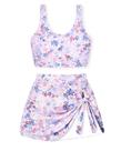 Traje de banho Ghteas Girls Tankini com saia tamanho 10-12 roxo floral