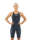 Traje de Competição TYR Thresher Camo Costas Abertas Tech Suit Feminino com Tecido Hidrofóbico