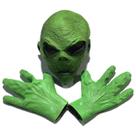 Traje de cosplay alienígena, máscara verde e luvas de resina, tamanho único