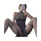 Traje de cosplay de design de charme de moda de fenda sem mangas impertinente, roupas sexy femininas