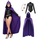 Traje de cosplay: macacão AiMiao Raven com capa roxa para adulto