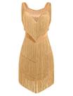 Traje de dança latina IBAKOM Fringe Strass para mulheres, amarelo