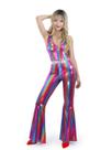 Traje de discoteca, macacão Nawgut Sparkle Flare para mulheres