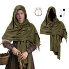 Traje de Halloween Cape Medieval Black Knight, tamanho adulto