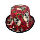 Traje de Halloween Top Hat Skull and Roses vermelho para adulto